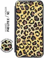 Чехол-книжка Book Art Jack для Huawei P40 Lite E / Honor 9C с принтом "Cheetah" черный