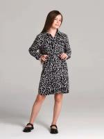 Платье спортивное зима для девочек 9-12 лет, Серый леопард 40(152)