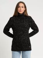 женский свитер с косами Vip Stendo, черный со складным горлом, размер L [АРТ 6505]