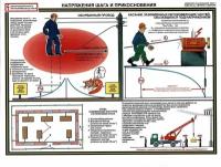 Стенд Электробезопасность при напряжении до 1000 В "Напряжения шага и прикосновения" (620х470мм)