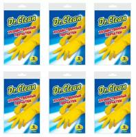 Dr. Clean Перчатки хозяйственные резиновые Размер S, 6 шт