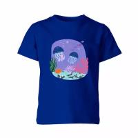 Детская футболка «Медузы и коралловый риф» (152, синий)