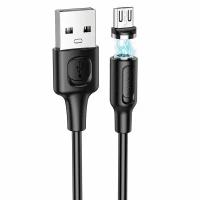 Магнитный кабель BOROFONE BX41 Amiable, USB - MicroUSB, 2.4А, 1 м, черный