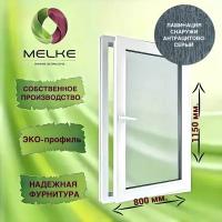 Окно 1150 х 800 мм, Melke 60 (Фурнитура FUTURUSS), правое одностворчатое, поворотно-откидное, цвет внешней ламинации Антрацитово-серый, 2-х камерный стеклопакет, 3 стекла