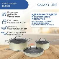 Набор посуды Galaxy LINE GL9513 / высококачественный алюминий / для газовых, электрических, инфракрасных, стеклокерамических плит