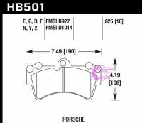 Колодки тормозные HB501N.625 HAWK HP Plus; 16mm