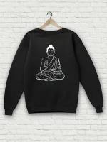 Свитшот унисекс Printech "Йога Буддизм Эзотерика Медитация Религия Будда Ом Индия" Черный XL SU-GB24P7/BL-XL