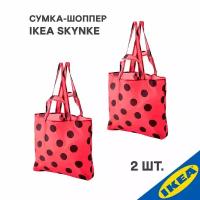 Сумка-шоппер икеа SKYNKE, красный/черный, 2 шт