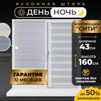 Рулонные шторы LM DECOR "Сити" 02 День/Ночь Светло-серый 43х160 см