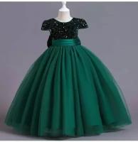 Нарядное платье для девочки, размер 130, зеленый