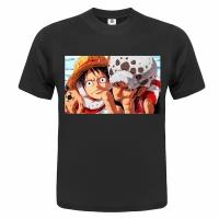 Футболка ONEQ унисекс 50-52 (XL) размер с принтом One Piece, черная