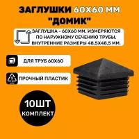 Заглушка 60х60 мм "домик" пластиковая для профильной квадратной трубы 60х60 мм (10шт)