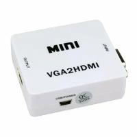 Переходник VGA HDMI адаптер конвертер для компьютера ПК ноутбука аналога цифровой + 3.5 jack aux аудио современные ТВ экраны мониторы проекторы