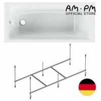 Ванна акриловая AM.PM Gem 160x70 см комплект 2 в 1: ванна с каркасом; литьевой акрил, вакуумная формовка, усиленный корпус, гарантия 15 лет, Германия