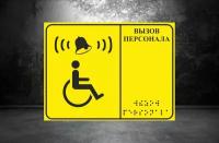 Тактильная табличка со шрифтом Брайля "Кнопка вызова персонала" 150х200мм для инвалидов ПВХ 3мм без звонка И кнопки!