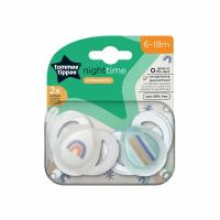 Cоска-пустышка Tommee Tippee силиконовая ночная Night Time, 6-18 мес, 2 шт