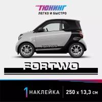 Наклейка на автомобиль Smart Fortwo (Смарт Форту), черные полоски на авто, один борт (универсальный)