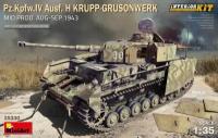 Сборная модель. Немецкий танк Pz.Kpfw.IV Ausf.H Krupp-Grusonwerk с интерьером. Август-сентябрь 1943 г.. MiniArt, 1/35