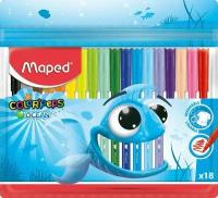 Фломастеры 18 цв. MAPED OCEAN, в пакете с подвесом