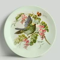 Декоративная тарелка стиль-Винтаж. Птица на ветке, 20 см