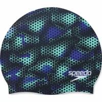 Шапочка для плавания детская Speedo SLOGAN PRT CAP JU BLACK/BLUE, черный/синий