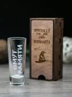 Рюмка с гравировкой "Омут памяти" в подарочной коробке Хогвартс / Шот с надписью в боксе Гарри Поттер