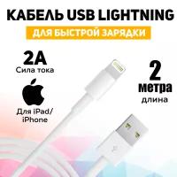 Зарядка для iPhone / Alessandro / Кабель для айфона / Кабель для Зарядки iPhone 5-14 и iPad USB Lightning / Длинный провод 2 метра / Зарядка на айфон