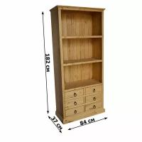 Шкаф для книг Pin Magic ELBIB 6T, 2 полки, 6 ящиков, массив дерева, кантри стиль, 84×37×182 см