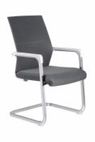 Офисное кресло для посетителей и переговорных Riva Chair D 819 белый пластик, серая сетка