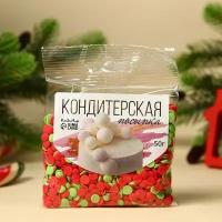 Посыпка сахарная декоративная Конфетти (красное, зеленое), 50 гр 10047341