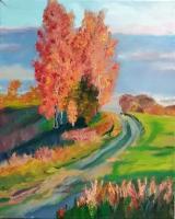 Пейзаж Осень картина маслом на холсте 40х50 см