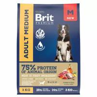 Корм Brit Premium Dog Adult Medium для собак средних пород с индейкой и телятиной 3 кг
