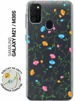 Ультратонкий силиконовый чехол-накладка ClearView 3D для Samsung Galaxy M21, M30s с принтом "Сurly Flowers"