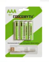 Аккумуляторные батарейки AAA 1,5V 600 mWh( 4 шт.) с USB кабелем