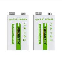 Аккумулятор Крона 9,2 V li-ion 6f22 1000mAh (2 шт.) в пластиковом кейсе с зарядкой type-c - usb