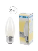 Лампа накаливания свеча матовая Philips, цоколь E27 60 Вт, 10 штук