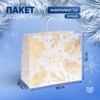 Пакет подарочный крафтовый Best winter, 32 × 28 × 15 см 4903779
