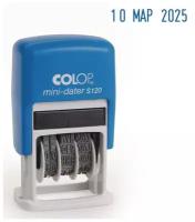 Датер Colop S 120/BL пластик корп: ассорти автоматический 1стр. мес: буквенное оттис: синий шир:23мм выс:3.8мм