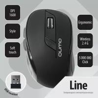 Мышь Qumo Office Line Black M78, 6 кноп., беспр. 2.4G, 800/1200/1600 dpi