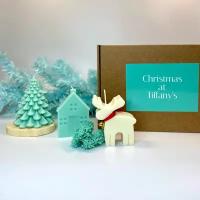 Подарочный набор свечей «Рождество у Тиффани»: рождественский олень, ель, домик // Подарок на Новый год и Рождество для всей семьи // Подарок для домашнего уюта