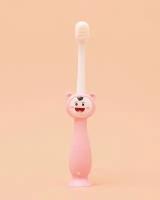 Детская ультрамягкая зубная щетка/ Мультяшная зубная щетка на присоске для детей (Розовый)