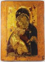 Православная Икона Божией Матери именуемая "Владимирская", ручная работа, левкас, паволока (Art.1042Б)