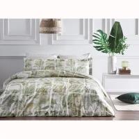 КПБ LINENS SATEN CLOVER/евро/ зеленый. Пододеяльник 200x220 см; простыня 260x270 см; наволочка 50x70 см (2шт.), наволочка с воланом 50x70 см (2шт.)