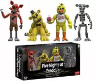 Набор фигурок Five Nights at Freddy's: Foxy, Gold Freddy, Chica, Endoskeleton Freddy (8см)