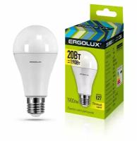 Светодиодная лампа Е27 20Вт ERGOLUX 13182 LED-A65-20W-E27-3K, 3000K, 1900Лм, теплый белый, груша