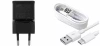 Зарядный комплект Samsung EP-TA200 черный + кабель белый USB Type-C, 15 Вт
