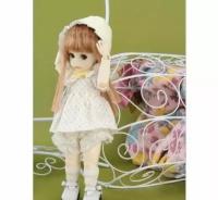 Dollmore Idoll Size - Dotto Hood Dress Set (Green) (Доллмор набор одежды платье в горошек с капюшоном желто-зеленый)