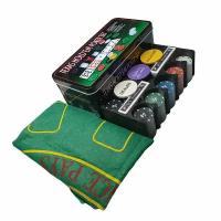 Подарки Набор для покера из 200 фишек с номиналом в металлической коробке (с сукном)