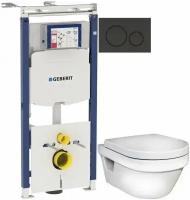 Комплект подвесной унитаз Gustavsberg Hygienic Flush 5G84HR01 + система инсталляции Geberit 111.362.00.5 + 115.882. DW.1