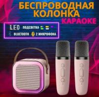 Мини музыкальная колонка с микрофонами для караоке